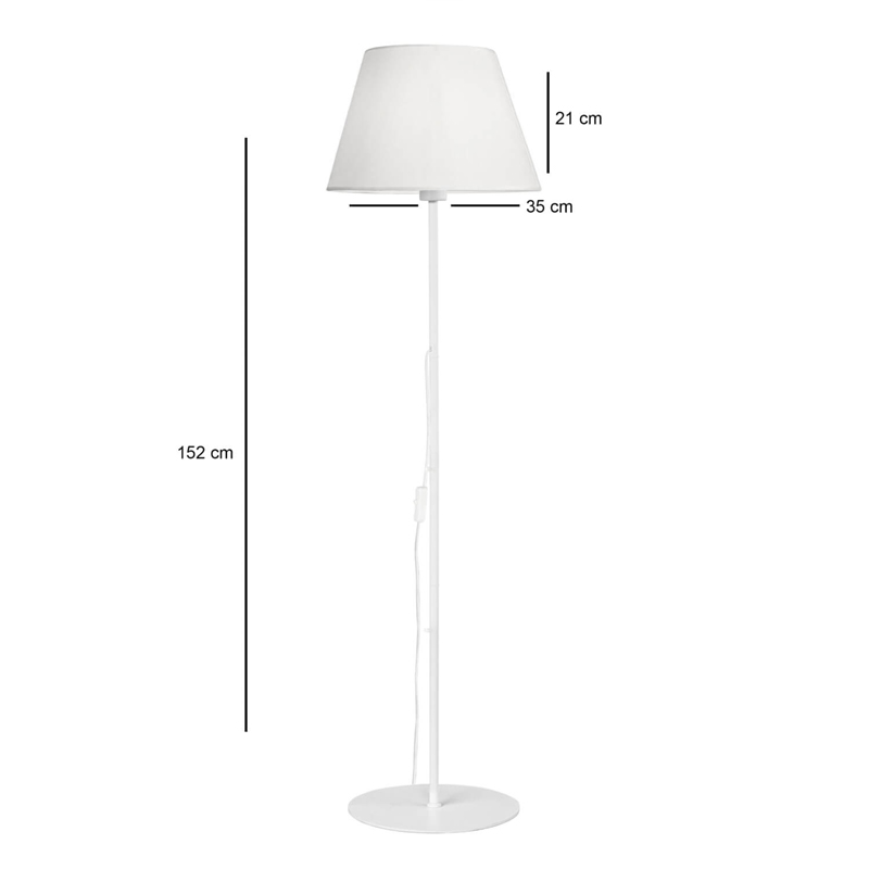 Llambë dyshemeje Lumider pakoworld E27 pëlhurë-metal i bardhë D35x152cm