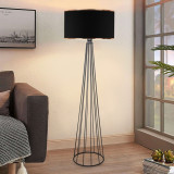 Llambë dyshemeje Firdo I pakoworld E27 pëlhurë-metal i zi Φ38x121cm