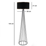 Llambë dyshemeje Firdo I pakoworld E27 pëlhurë-metal i zi Φ38x121cm