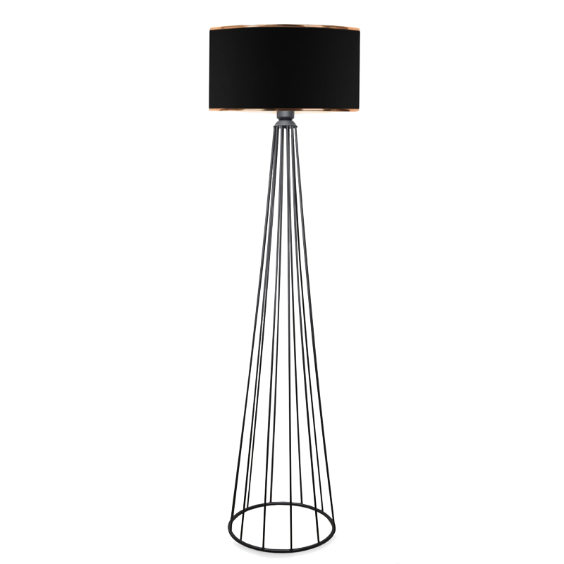 Llambë dyshemeje Firdo I pakoworld E27 pëlhurë-metal i zi Φ38x121cm
