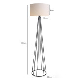 Llambë dyshemeje Firdo I pakoworld E27 pëlhurë krem -metal i zi Φ38x121cm