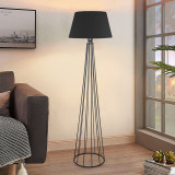 Llambë dyshemeje Firdo II pakoworld E27 pëlhurë-metal i zi Φ38x121cm