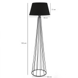 Llambë dyshemeje Firdo II pakoworld E27 pëlhurë-metal i zi Φ38x121cm