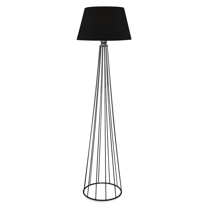 Llambë dyshemeje Firdo II pakoworld E27 pëlhurë-metal i zi Φ38x121cm