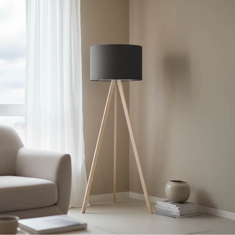 Llamba dyshemeje PWL-1060 pakoworld E27 natyrale-antracit D38x140cm