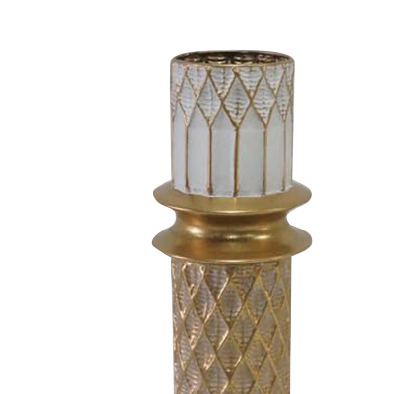 Vazo dekorative Sammy Inart metal në nuancë ari dhe të bardhë D15.2x88.4cm