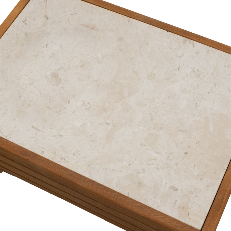 Stendë tavoline Otis pakoworld dru ahu arre-mermer i bardhë 60x42x35cm
