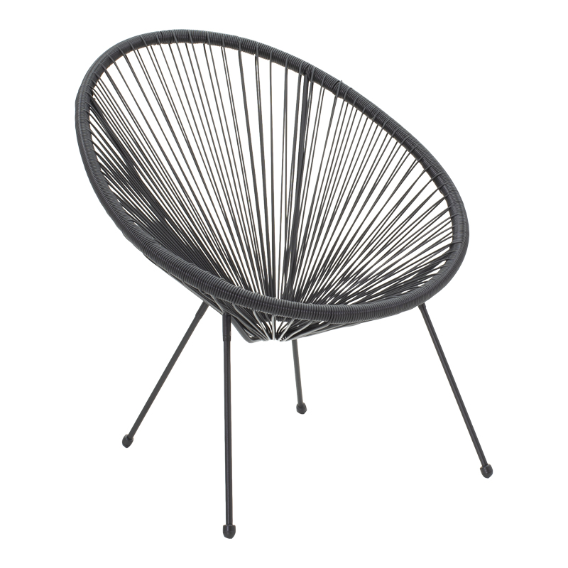 Fotel Acapulco pakoworld metal-pe rattan në nuancë të zezë 68.5x74.5x84cm