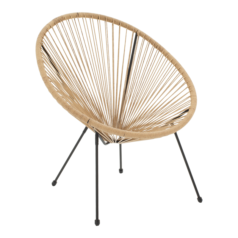 Fotel Acapulco pakoworld metal në ngjyrë të zezë-pe rrota në nuancë natyrale 68.5x74.5x84cm