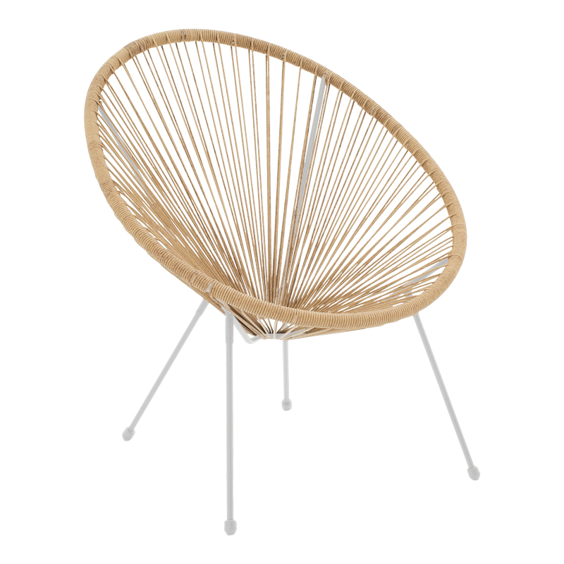 Fotel Acapulco pakoworld metal i rrobë PE në nuancë natyrale 68.5x74.5x84cm