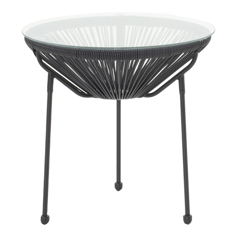 Tavolinë Acapulco pakoworld metal-pe rattan në nuancë të zezë D50x52cm