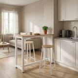 Set tavoline bari Marle pakoworld këmbë natyrale-e bardhë 120x40x100cm