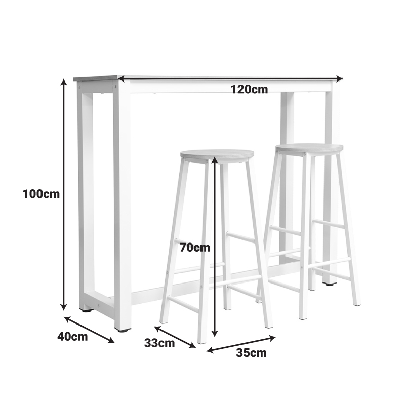 Set tavoline bari Marle pakoworld këmbë natyrale-e bardhë 120x40x100cm