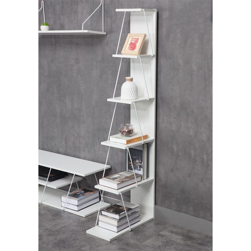 Bibliotekë mini Tars pakoworld e bardhë 50x22x150cm