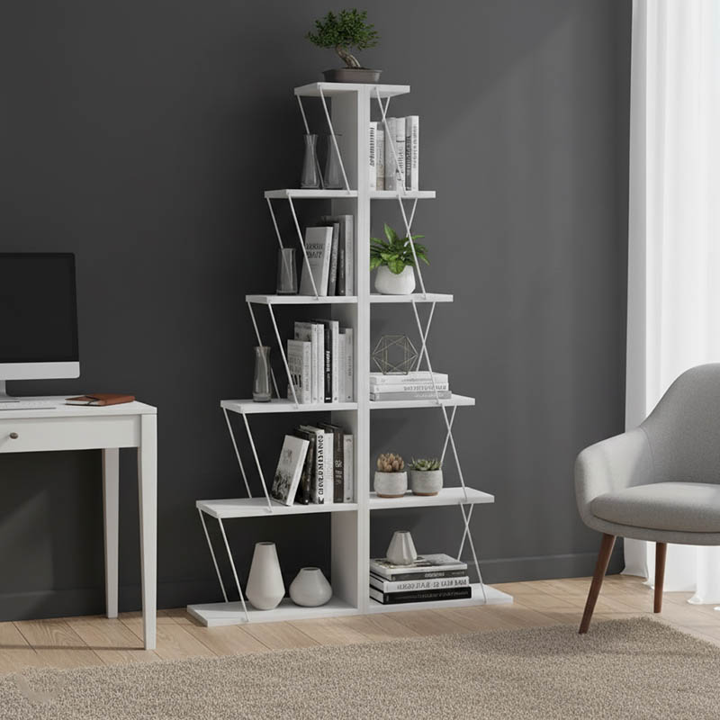 Bibliotekë mini Tars pakoworld e bardhë 100x22x150cm