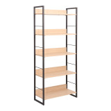 Librari Dorfie pakoworld në ngjyrë natyrale me metal të zi 70x30x159cm