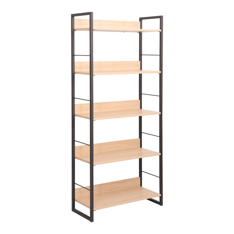 Librari Dorfie pakoworld në ngjyrë natyrale me metal të zi 70x30x159cm