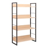 Bibliotekë Dorfie pakoworld në ngjyrë natyrale me metal të zi 70x30x124.5cm