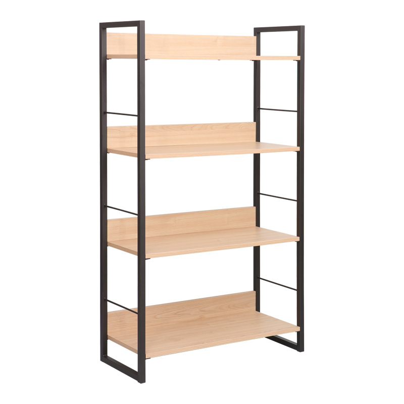 Bibliotekë Dorfie pakoworld në ngjyrë natyrale me metal të zi 70x30x124.5cm