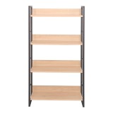 Bibliotekë Dorfie pakoworld në ngjyrë natyrale me metal të zi 70x30x124.5cm