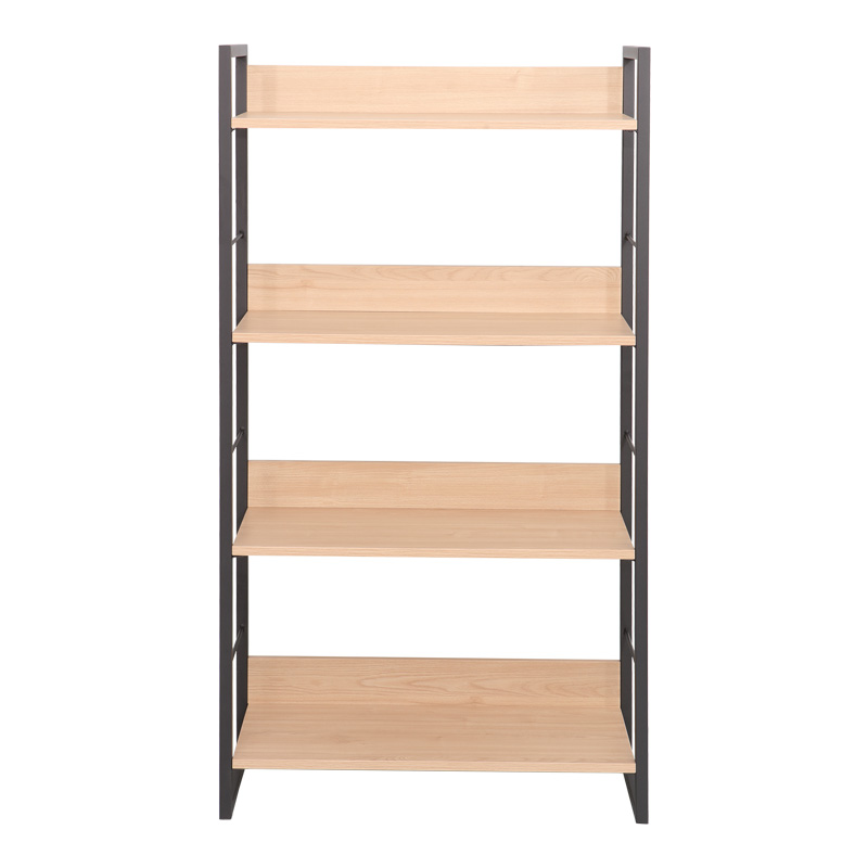 Bibliotekë Dorfie pakoworld në ngjyrë natyrale me metal të zi 70x30x124.5cm