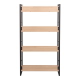 Bibliotekë Dorfie pakoworld në ngjyrë natyrale me metal të zi 70x30x124.5cm