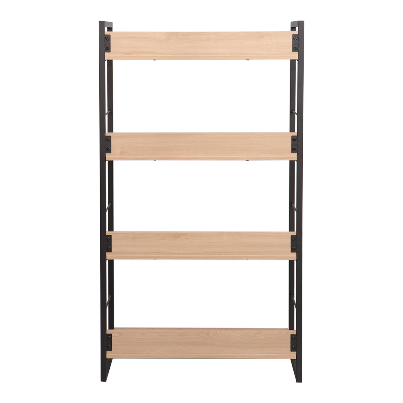Bibliotekë Dorfie pakoworld në ngjyrë natyrale me metal të zi 70x30x124.5cm
