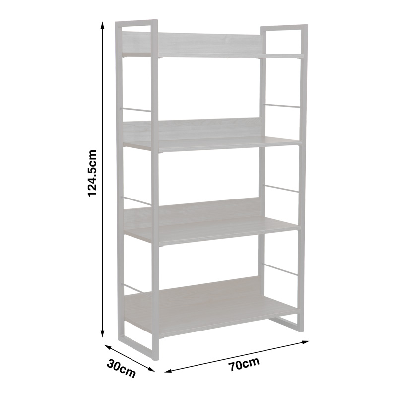 Bibliotekë Dorfie pakoworld në ngjyrë natyrale me metal të zi 70x30x124.5cm