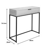 Konsolë Joumpa pakoworld me sirtar në ngjyrë natyrale me metal të zi 80x28x76,5cm