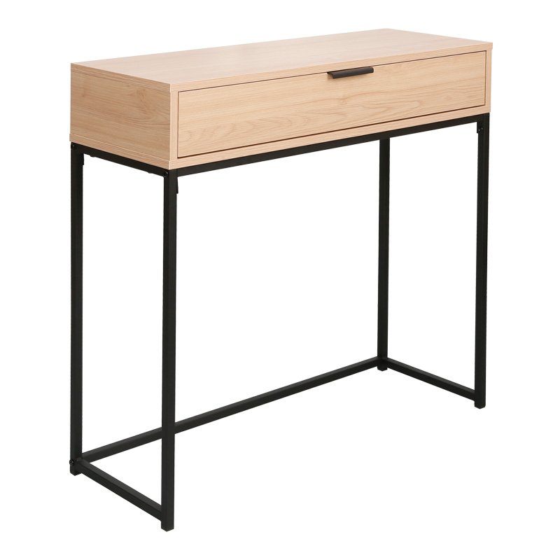 Konsolë Joumpa pakoworld me sirtar në ngjyrë natyrale me metal të zi 80x28x76,5cm