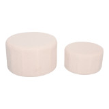 Stol - Pouf Gabello pakoworld set prej 2 copësh me pëlhurë boucle bezhë D44x26.5cm