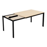 Tavolinë e zgjerueshme Extento pakoworld në ngjyrë natyrale me këmbë metalike të zeza 120-180x74x75cm