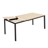 Tavolinë e zgjerueshme Extento pakoworld në ngjyrë natyrale me këmbë metalike të zeza 120-180x74x75cm