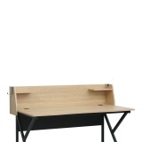 Tavolinë pune Spaco pakoworld në nuancë natyrale - këmbë metalike të zeza 123x61.5x100.5cm