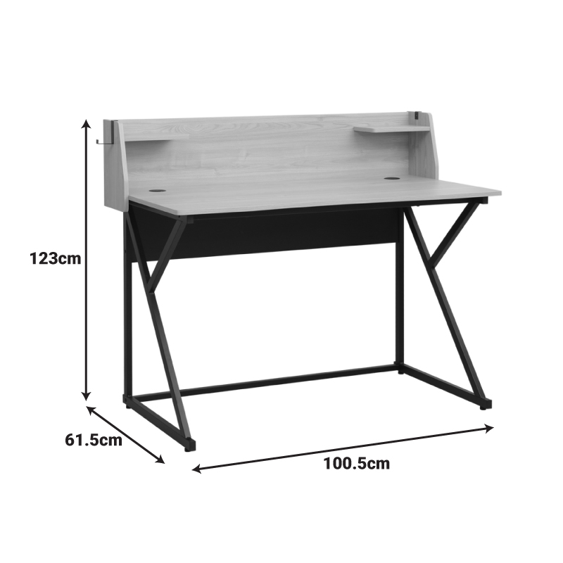 Tavolinë pune Spaco pakoworld në nuancë natyrale - këmbë metalike të zeza 123x61.5x100.5cm