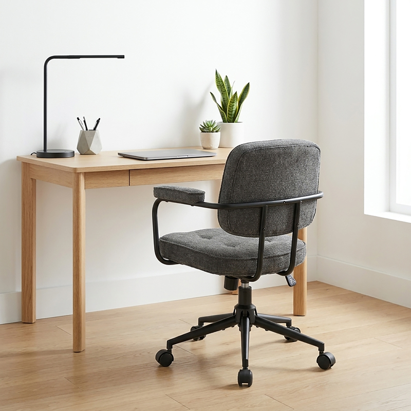 Karrige zyre Leberta pakoworld pëlhurë anthracite 64x63.5x86-96cm