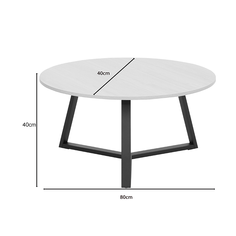 Tavolinë kafeje Berton pakoworld ngjyrë kafe e hapur me metal të zi D80x40cm