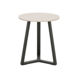 Tavolinë anësore Berton pakoworld taupe dhe metal i zi D45x52cm