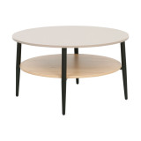 Tavolinë kafeje Kody pakoworld taupe me OAK dhe metal të zi D80x45cm