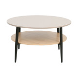 Tavolinë kafeje Kody pakoworld taupe me OAK dhe metal të zi D80x45cm