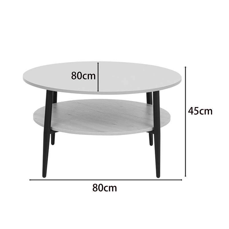 Tavolinë kafeje Kody pakoworld taupe me OAK dhe metal të zi D80x45cm