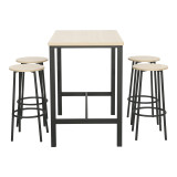 Set bari prej 5 copësh Arzo pakoworld në ngjyrë natyrale me metal të zi 100x60x86cm
