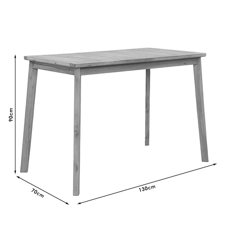 Set ngrënieje Bravo-Amalfi pakoworld me 5 pjesë, dru akacie i fortë dhe pëlhurë bezhë 130x70x90cm