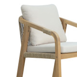Set tavoline ngrënieje Bravo-Luciana pakoworld 7 copë dru masiv akacie dhe pëlhurë bezhë 130x70x90cm