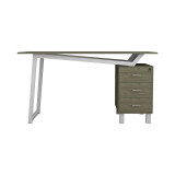 Tavolinë zyre me sirtarë Prosper pakoworld melamine natyrale-bardhë 140x60x76cm