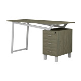 Tavolinë zyre me sirtarë Prosper pakoworld melamine natyrale-bardhë 140x60x76cm