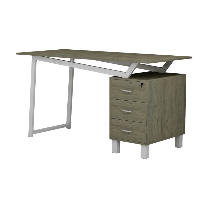 Tavolinë zyre me sirtarë Prosper pakoworld melamine natyrale-bardhë 140x60x76cm
