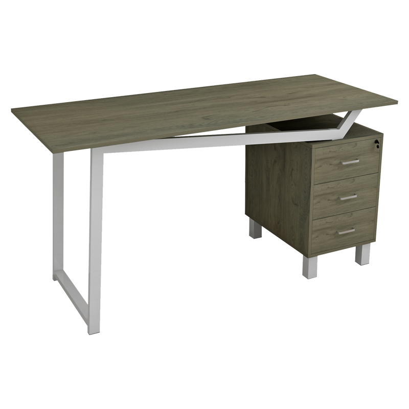 Tavolinë zyre me sirtarë Prosper pakoworld melamine natyrale-bardhë 140x60x76cm