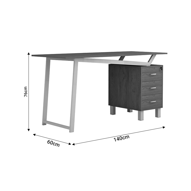 Tavolinë zyre me sirtarë Prosper pakoworld melamine natyrale-bardhë 140x60x76cm