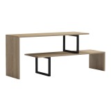 Mbajtëse televizori Lilant pakoworld pllakë melamine në ngjyrë SONOMA dhe këmbë metalike të zezë 160x30x45cm